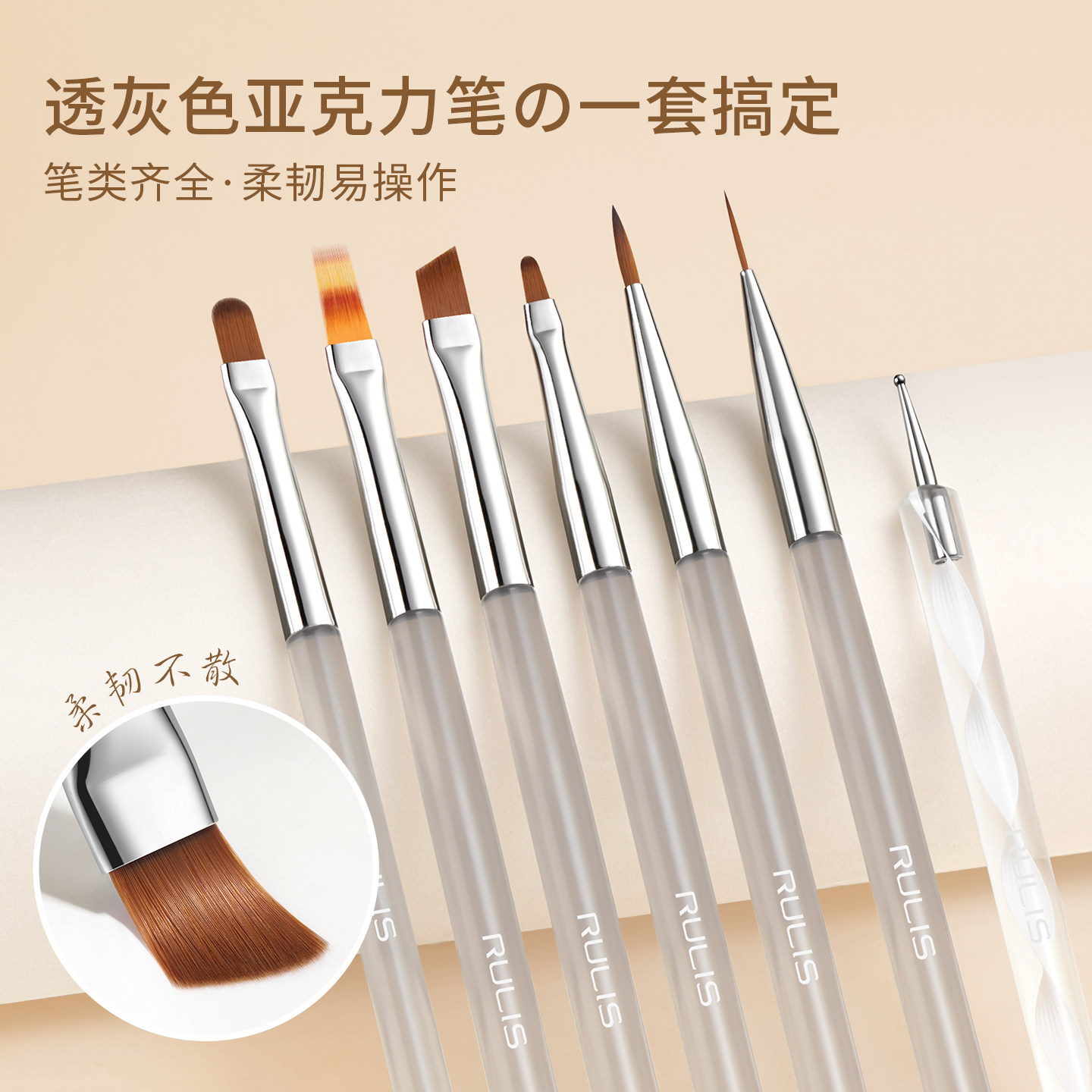 美甲笔刷套装拉线笔彩绘晕染画花圆头点钻全套工具刷子画指甲专用