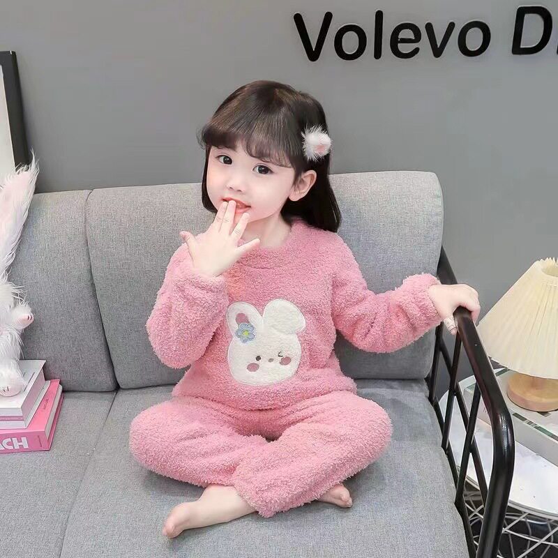 女童法兰绒睡衣秋冬季儿