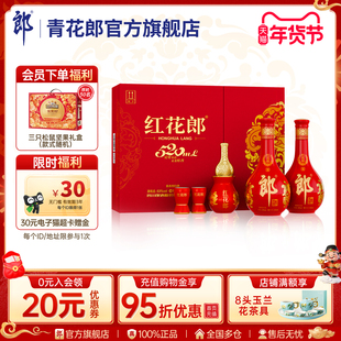 [年货礼盒]郎酒 红花郎十(10)双瓶礼盒装53度酱香型白酒520mL*2瓶