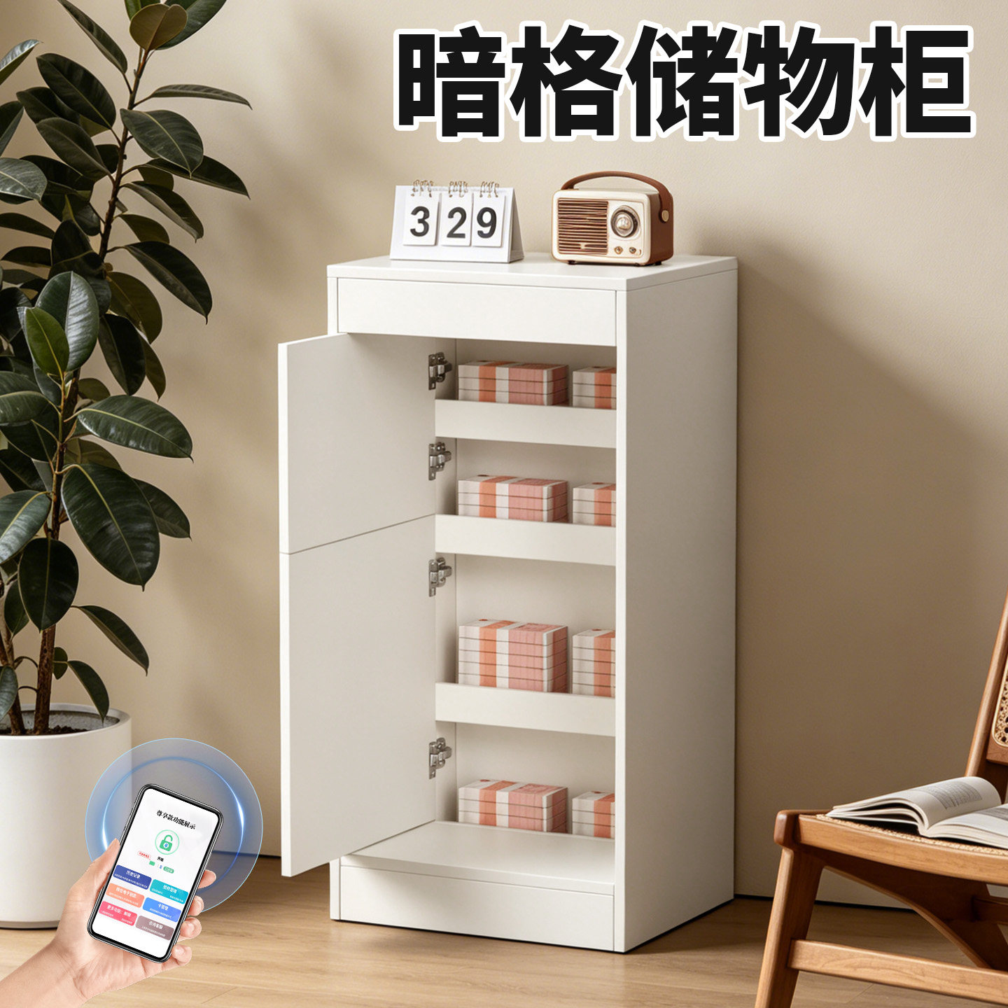 暗格储物柜书柜2026新款置物架隐藏柜子餐边柜夹层靠墙家具收纳柜