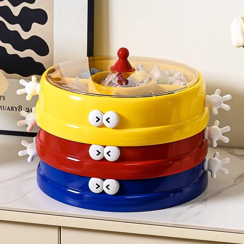 多巴胺水果盘高颜值客厅茶几家用多层零食坚果糖果分格带盖干果盘