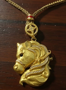 古法银镀金小马吊坠手工制作马到成功马年礼物福气新年春节