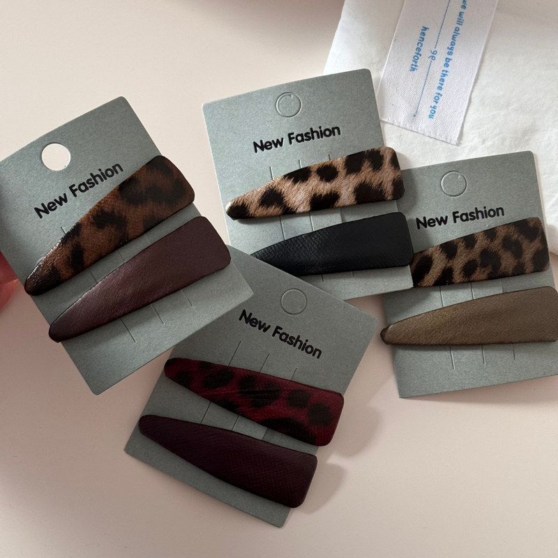 豹纹皮质三角BB夹质感布艺BB夹