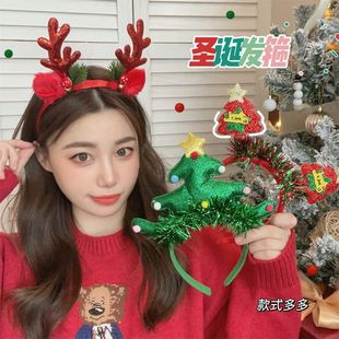 新款 扮发饰批发 春夏季 圣诞节头饰发箍可爱甜美风少女新年树头箍装