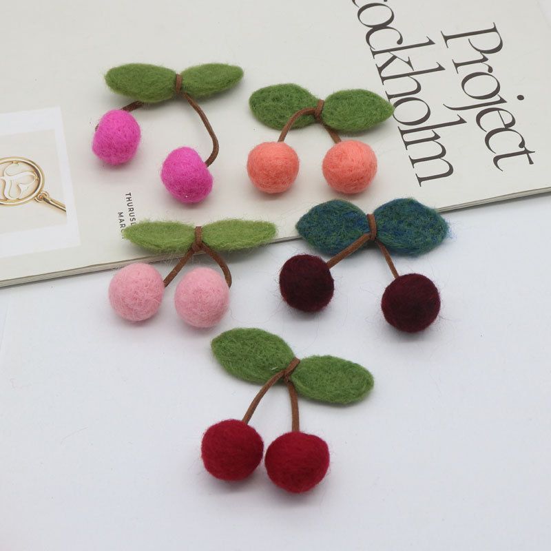 跨境羊毛毡手工樱桃发饰配件衣服