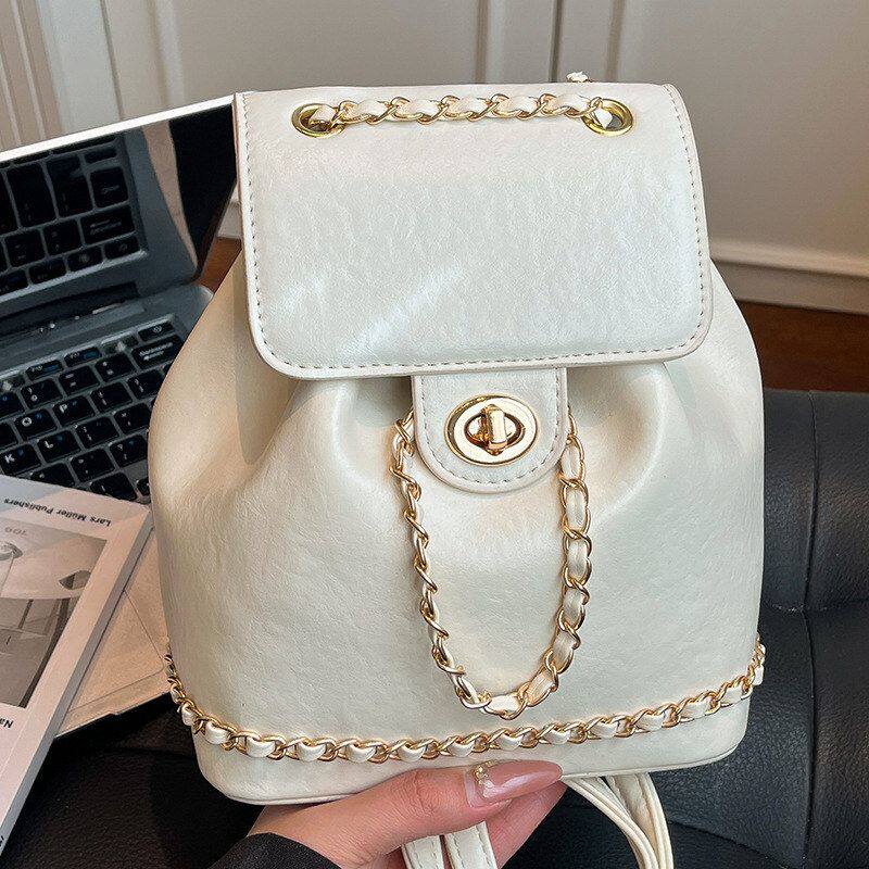 高颜值洋气小众女式双肩包2026春季新款休闲链条后背包迷你单肩包