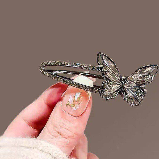 精致水钻蝴蝶金属盘发夹新款小