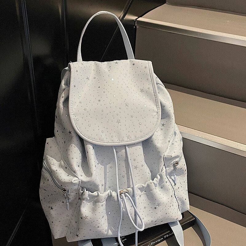 韩系波点复古高颜值双肩包韩版新款慵懒风印花字母学生少女小背包