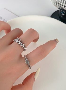 高级感女水滴阶梯设计百搭指环