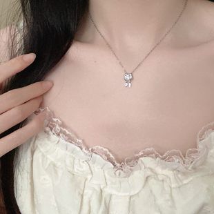 可爱小猫吊坠项链女简约甜美时尚 韩版 百搭锁骨链清新精致甜美项饰