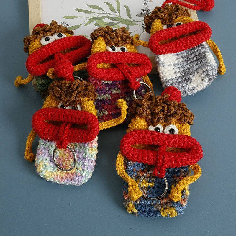创意手工编织搞怪钥匙包 网红香肠嘴毛线钩织耳机套 大嘴口袋成品,箱包皮具/热销女包/男包,编织包,淘宝优惠券,粉丝福利购,淘宝优惠卷