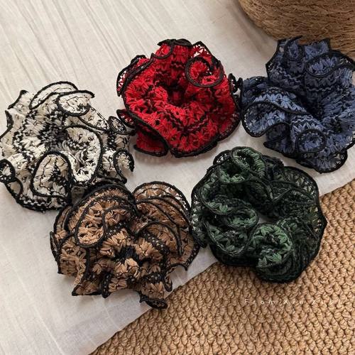 韩系编织花纹大肠发圈高级感镂空