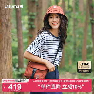 LAFUMA乐飞叶户外2024夏新款 T恤女纯棉宽松休闲上衣 舒适条纹短袖