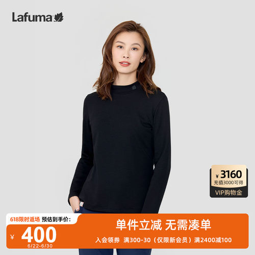 LAFUMA乐飞叶户外秋冬半高领小logo长袖T恤女士棉感打底衫上衣