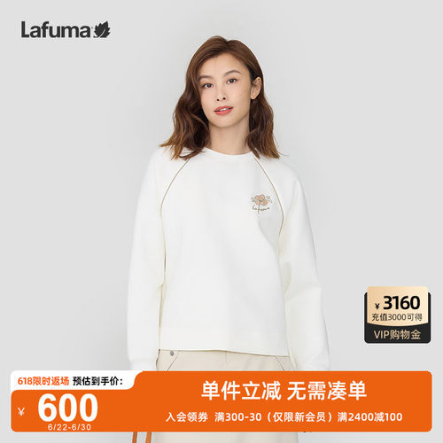 LAFUMA乐飞叶户外秋冬圆领运动卫衣女休闲上衣内搭小花打底衫