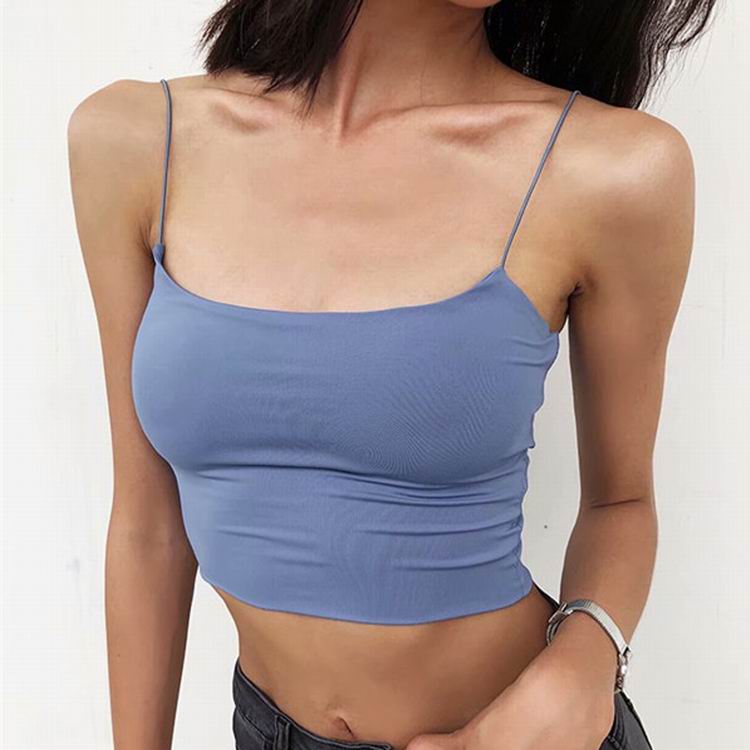 欧美风修身显瘦U领吊带背