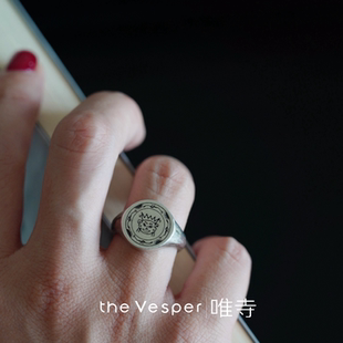 蜀/vesper原创太阳神鸟金沙三星堆金杖图腾纯银印章戒指生日礼物