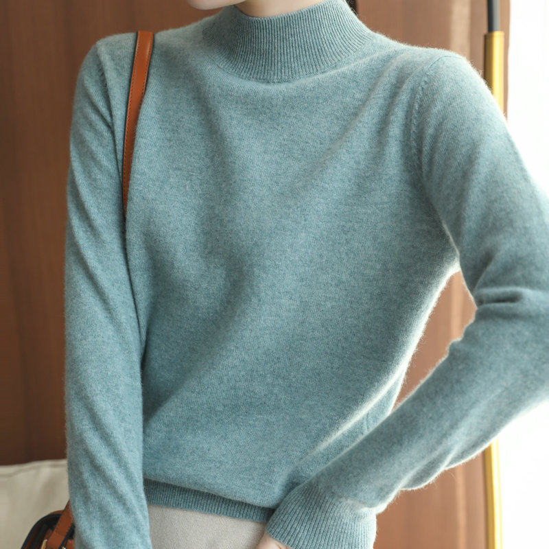 100%純羊毛衫女半高領套頭羊絨毛衣內搭寬松秋冬季上衣針織打底衫在類目 女裝/女士精品, 毛針織衫中 - 來自Buy2taobao.com提供專業的淘寶代購服務