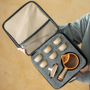 大容量带盖烤奶茶罐罐壶围炉煮茶壶可干烧陶壶旅行茶具户外便携包