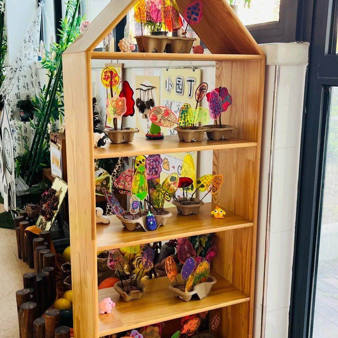 幼儿园环创作品展示柜实木储存柜美工区班级植物角儿童收纳储物柜