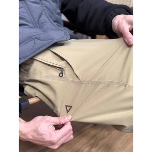 冬季 男款 加绒设计感裤 子锥形三角标机能工装 美式 裤 三防软壳冲锋裤