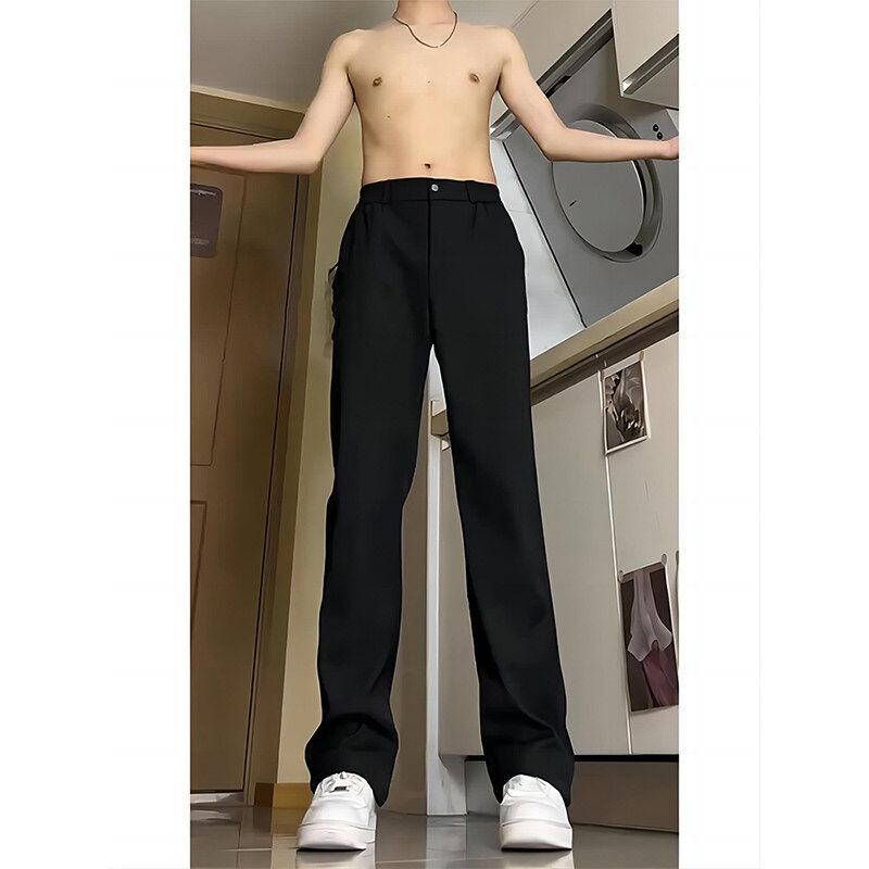美式cleanfit微喇叭西装裤男高腰深档正装裤子高级感垂感黑色西裤