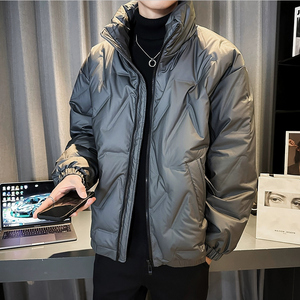 轻薄款金属灰羽绒服男外套立领袄子2023新款冬季潮牌羽绒衣外套帅