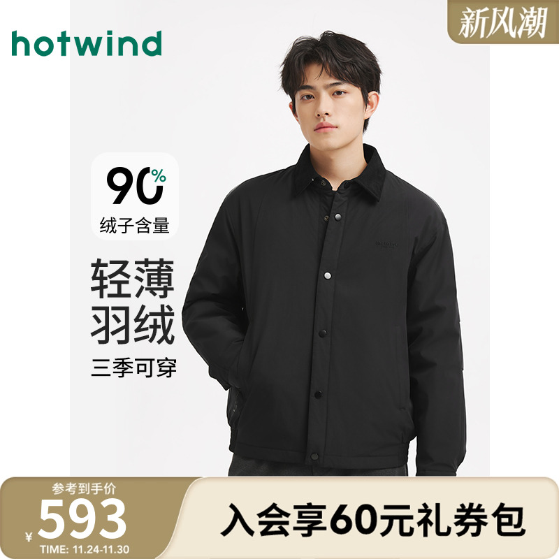 热风冬季新款男士轻薄款羽绒服
