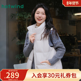 热风女士短款羽绒马甲2025新款外穿基础轻薄羽绒服纯色马甲简约