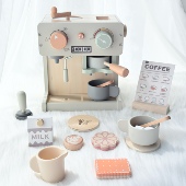 过家家木质仿真玩具咖啡机下午茶早教具积木摆件角色扮演生日礼物
