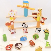 幼儿童蒙氏早教动物木制平衡玩具早教串珠手工叠叠乐积木益智玩具