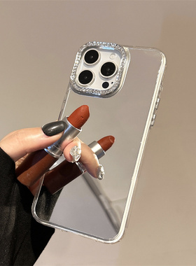 电镀银色镜面适用于谷歌GooglePixel10手机壳9A水钻镜框Pixel5XL补妆镜子8pro高级感6A简约保护套4A防摔7潮女