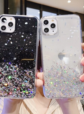 冷淡风梦幻星空适用三星note10pro手机壳S23ultra透明滴胶S24FE闪粉S25+plus硅胶套A54简约A71亮片A32潮女A06