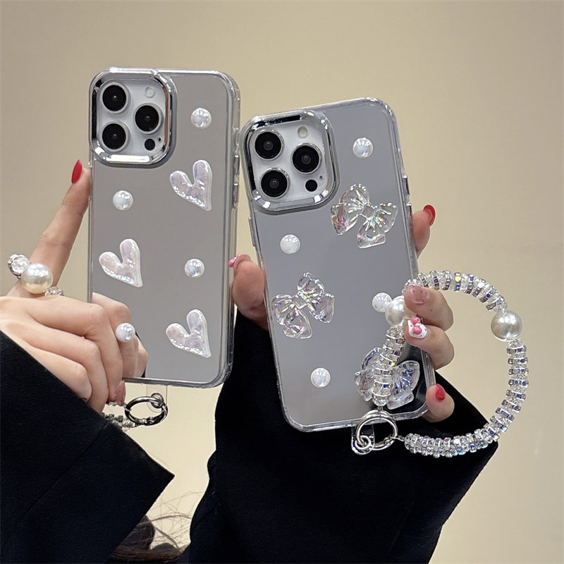 三星S25+镜面蝴蝶结小爱心手机壳