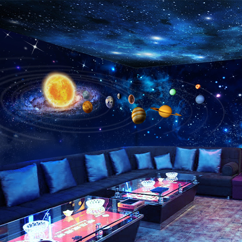 3d梦幻星空ktv墙纸卧室吊顶天花板壁画太空宇宙主题
