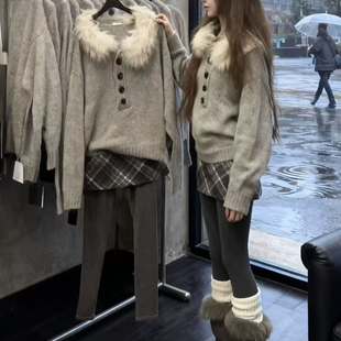 秋冬装搭配一整套韩系高级感御姐轻熟绝美超好看毛衣短裙两件套装