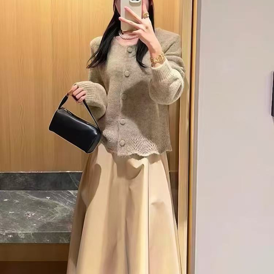 小香风毛衣开衫裙子两件套装女