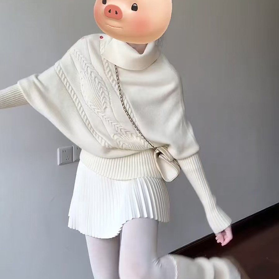 超好看独特漂亮斗篷毛衣短裙套装