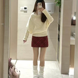冬装搭配一整套韩系氛围感小个子巨好看慵懒风毛衣短裙两件套装女