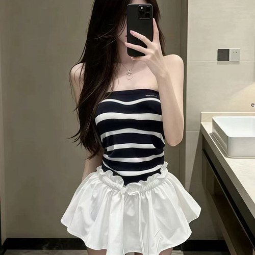 夏季韩系纯欲抹胸上衣裙子套装