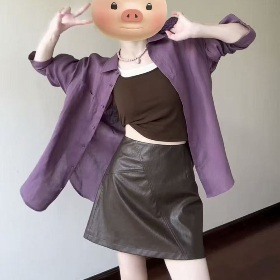 两件套装御姐chic早秋紫色超火