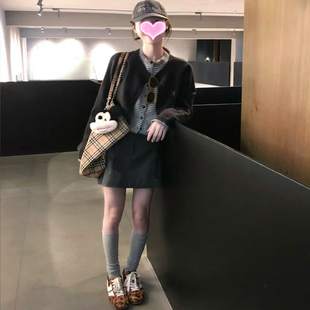 秋季盐系轻熟御姐穿搭港味复古chic高级感针织开衫裙子两件套装女