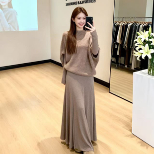 秋冬装穿搭一整套气质女神范高端御姐盐系轻熟风连衣裙子两件套装