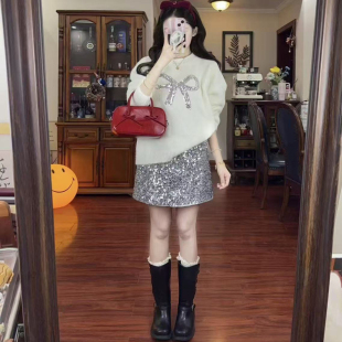 巨好看的冬装一整套御姐盐系轻熟小香风富家千金毛衣裙子两件套装