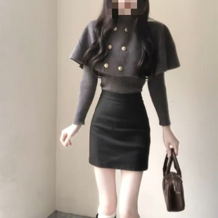 秋冬装一整套韩系氛围感御姐轻熟绝美巨好看小香风毛衣裙子套装女