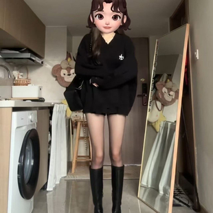 秋冬装搭配一整套高级感御姐轻熟酷盐系炸街时尚毛衣短裤两件套装