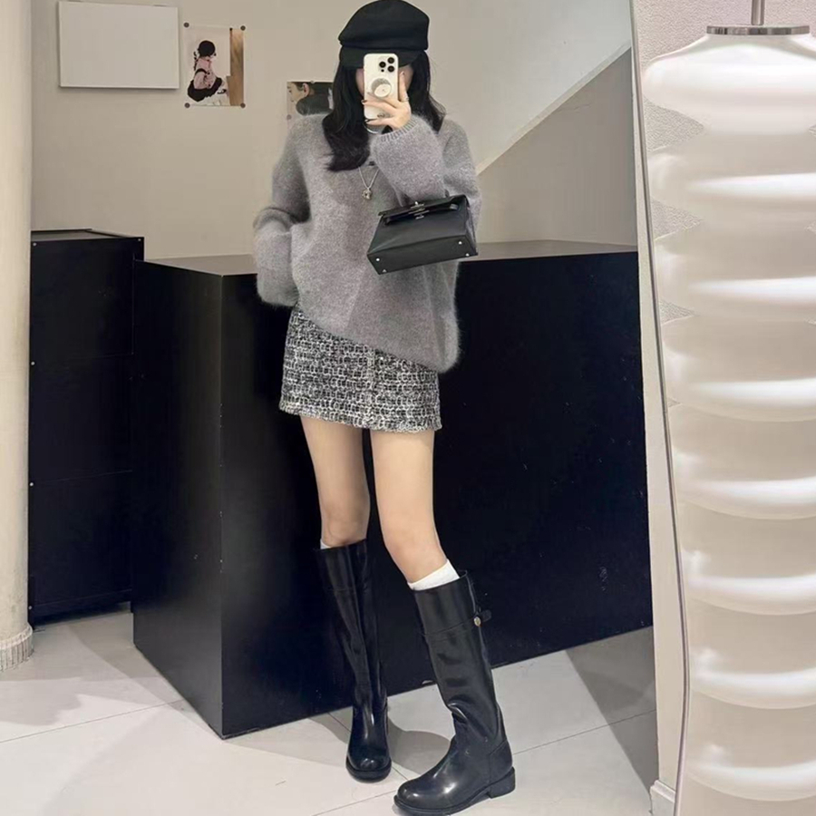 小香风富家千金毛衣裙子两件套装