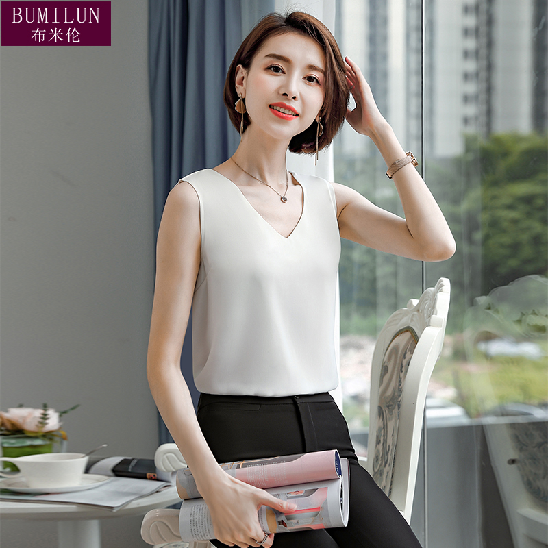 v领雪纺无袖夏季打底衫西装内搭