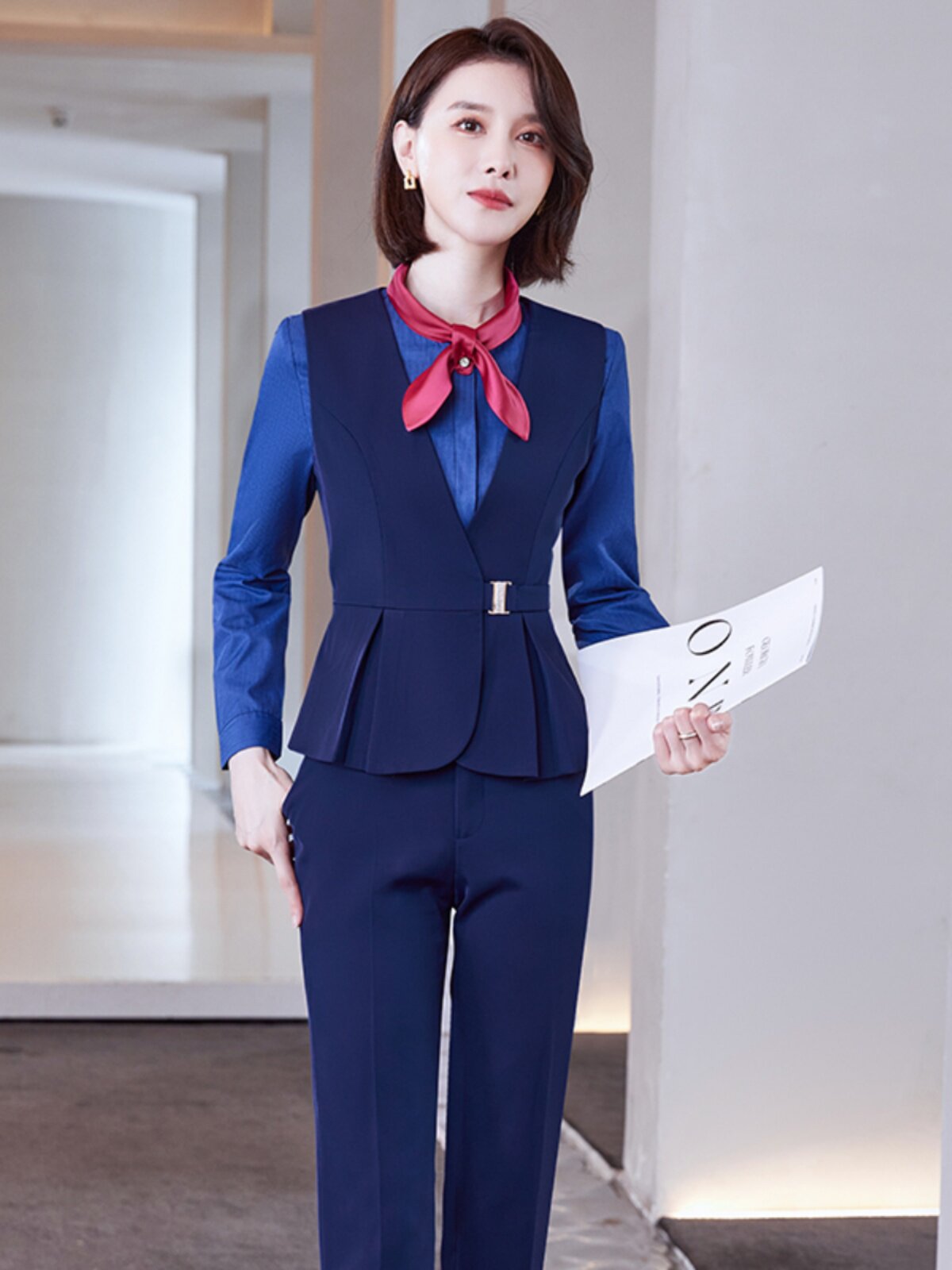 酒店KTV酒店服务员工作服马甲套装女士美容院金店酒店前台工作装