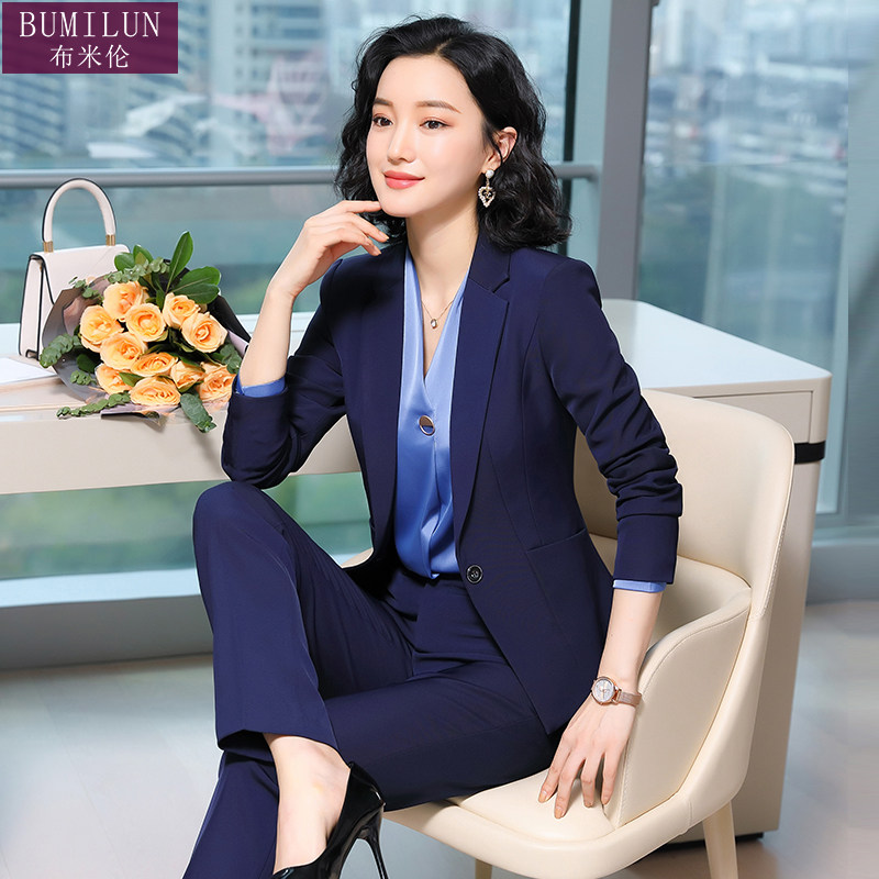 职业女裤套装春秋时尚气质韩版长袖西装正装大学生面试工装小西服